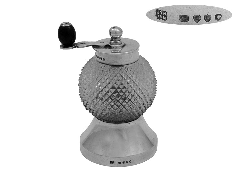 Victorian Silver Pepper Mill 1886